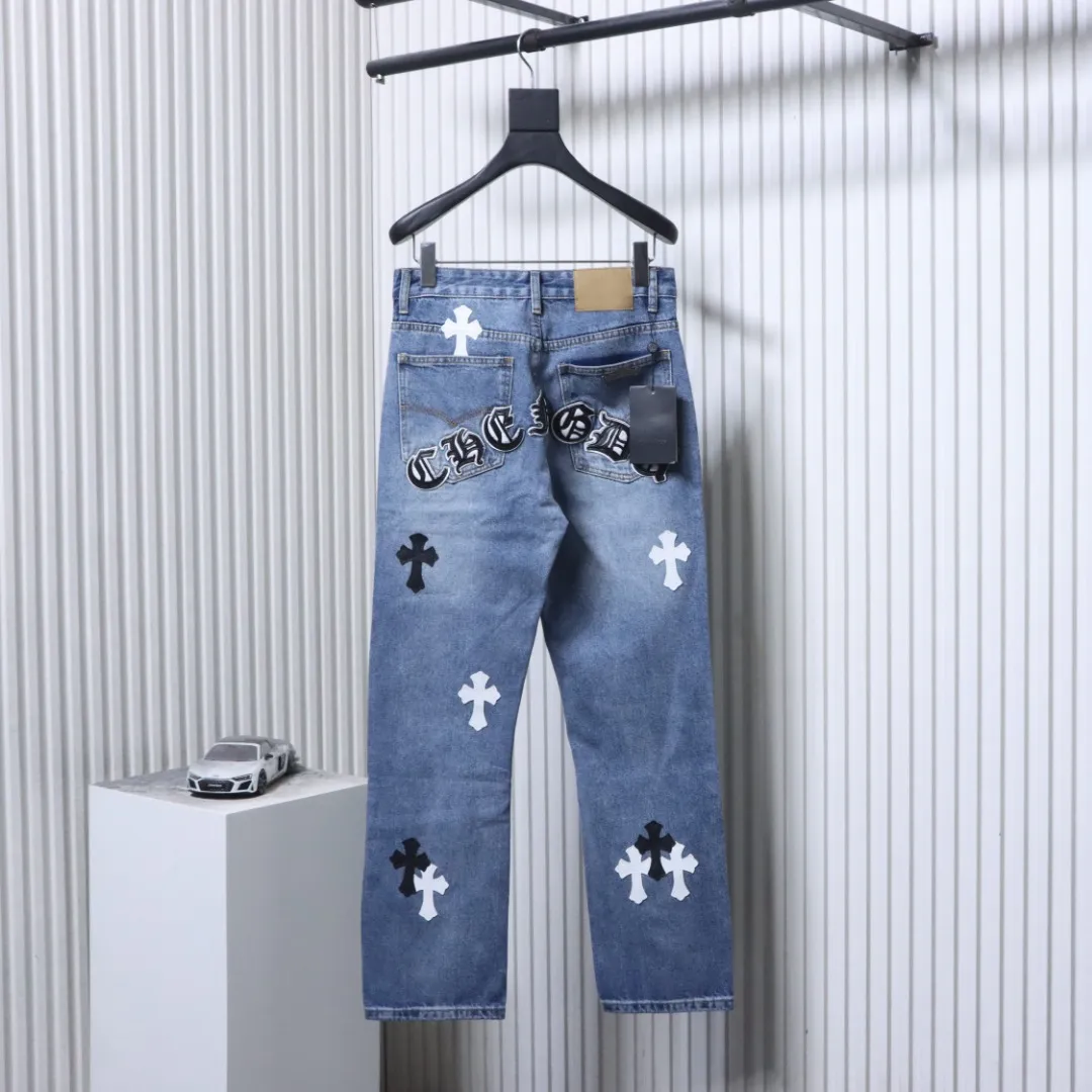 Back CH Sanskrit Cross Patch Straight-Leg Jeans