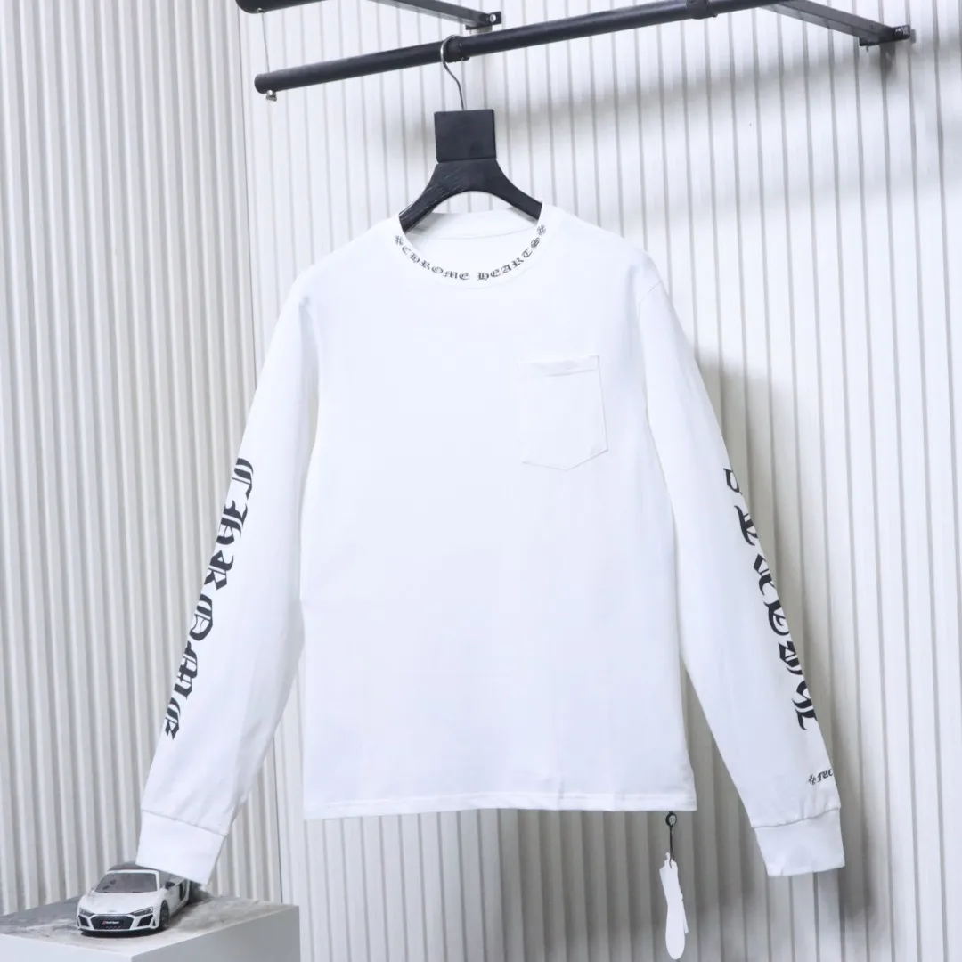 CH White Sanskrit Letter Pocket Long-Sleeve Shirt