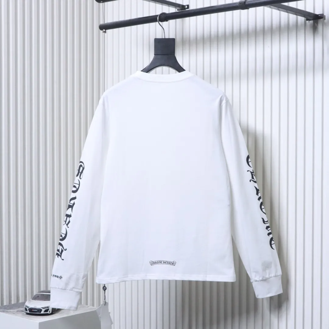 Back CH White Sanskrit Letter Pocket Long-Sleeve Shirt