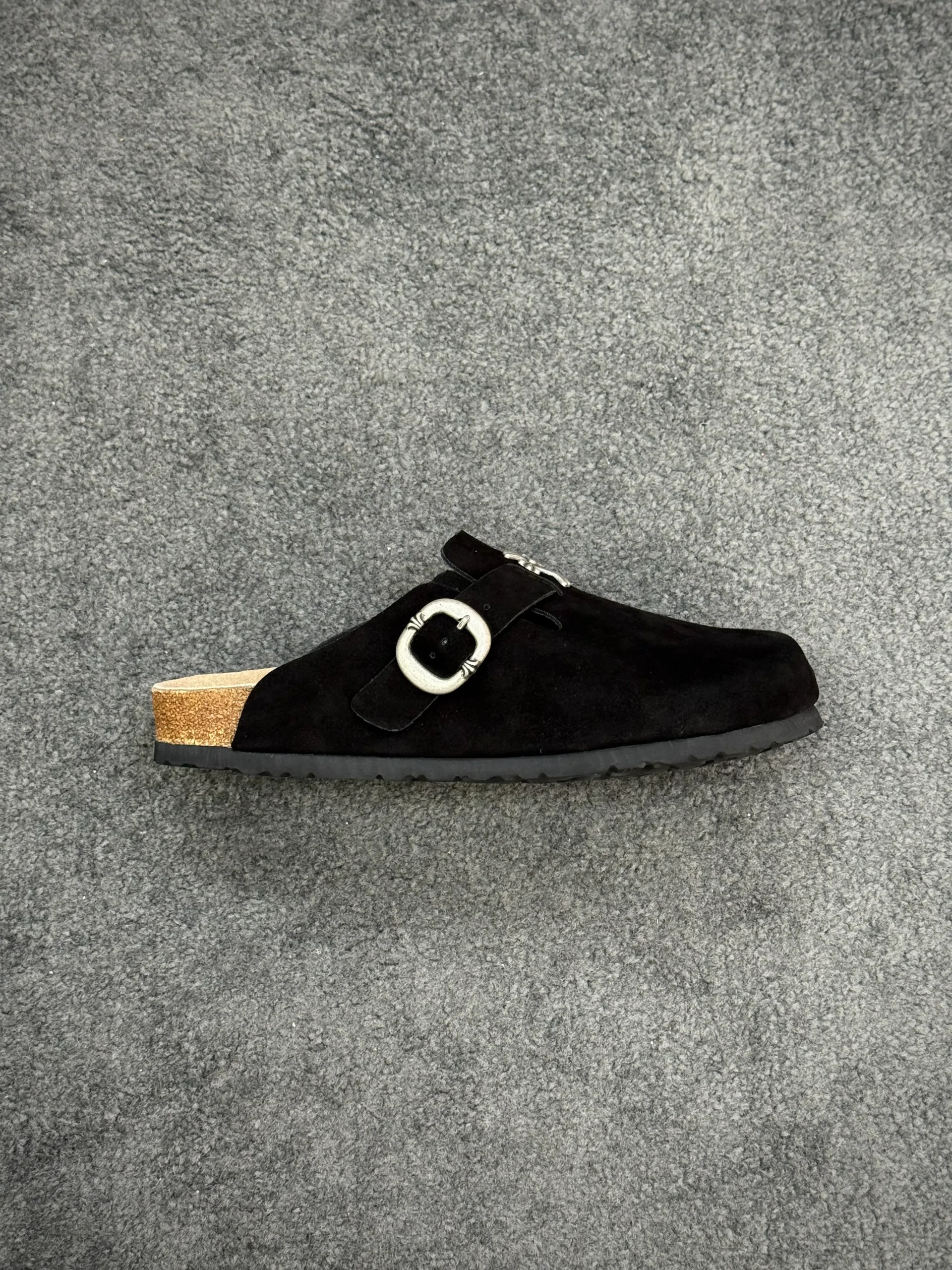 CH x BK Boston Black Suede Clogs Right Side View