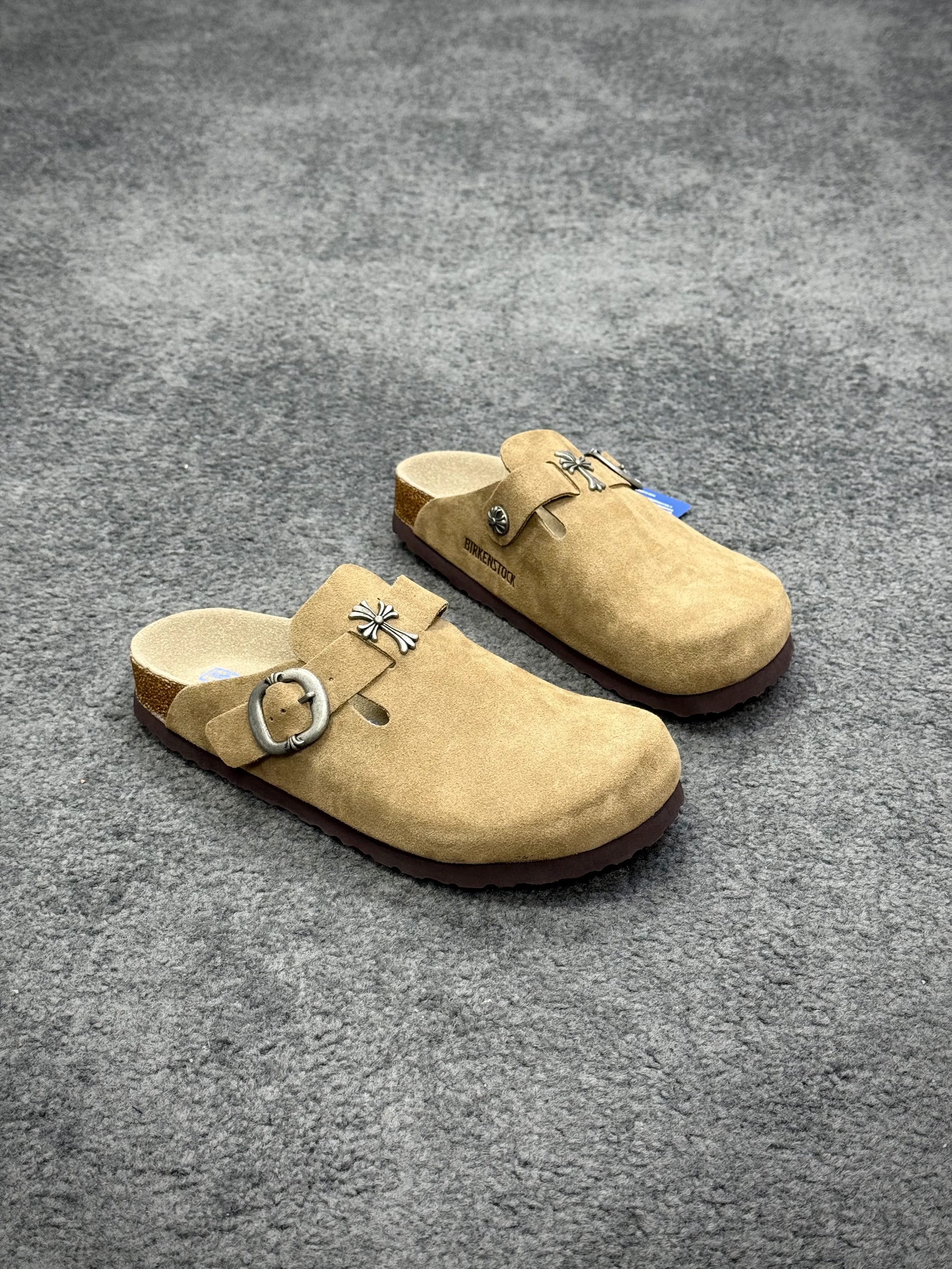 CH x BK Boston Khaki Suede Clogs Angeled View