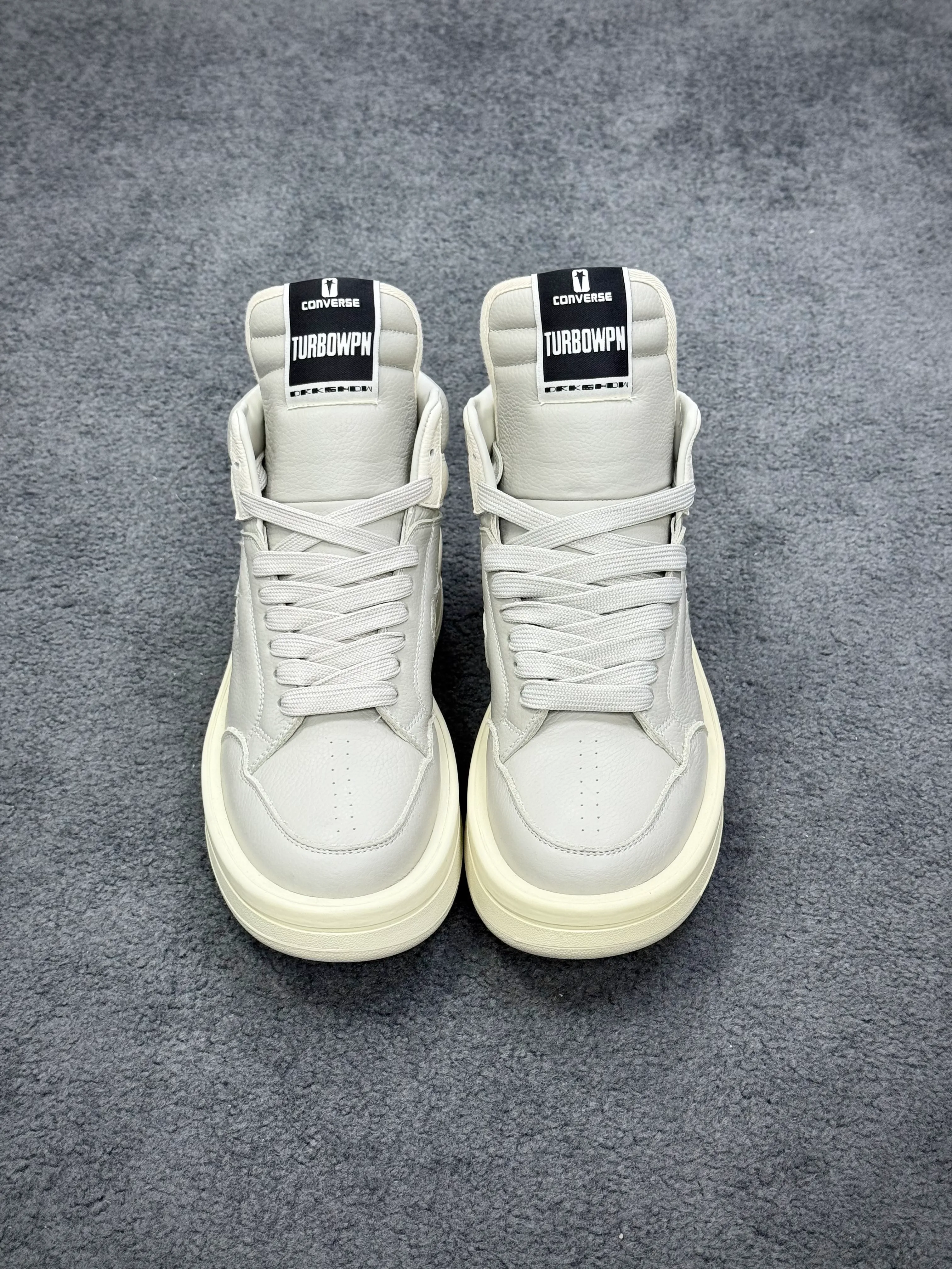 Cnvrs x R 0wens DRKSHDW TURBOWPN Mid Oyster White Profile View
