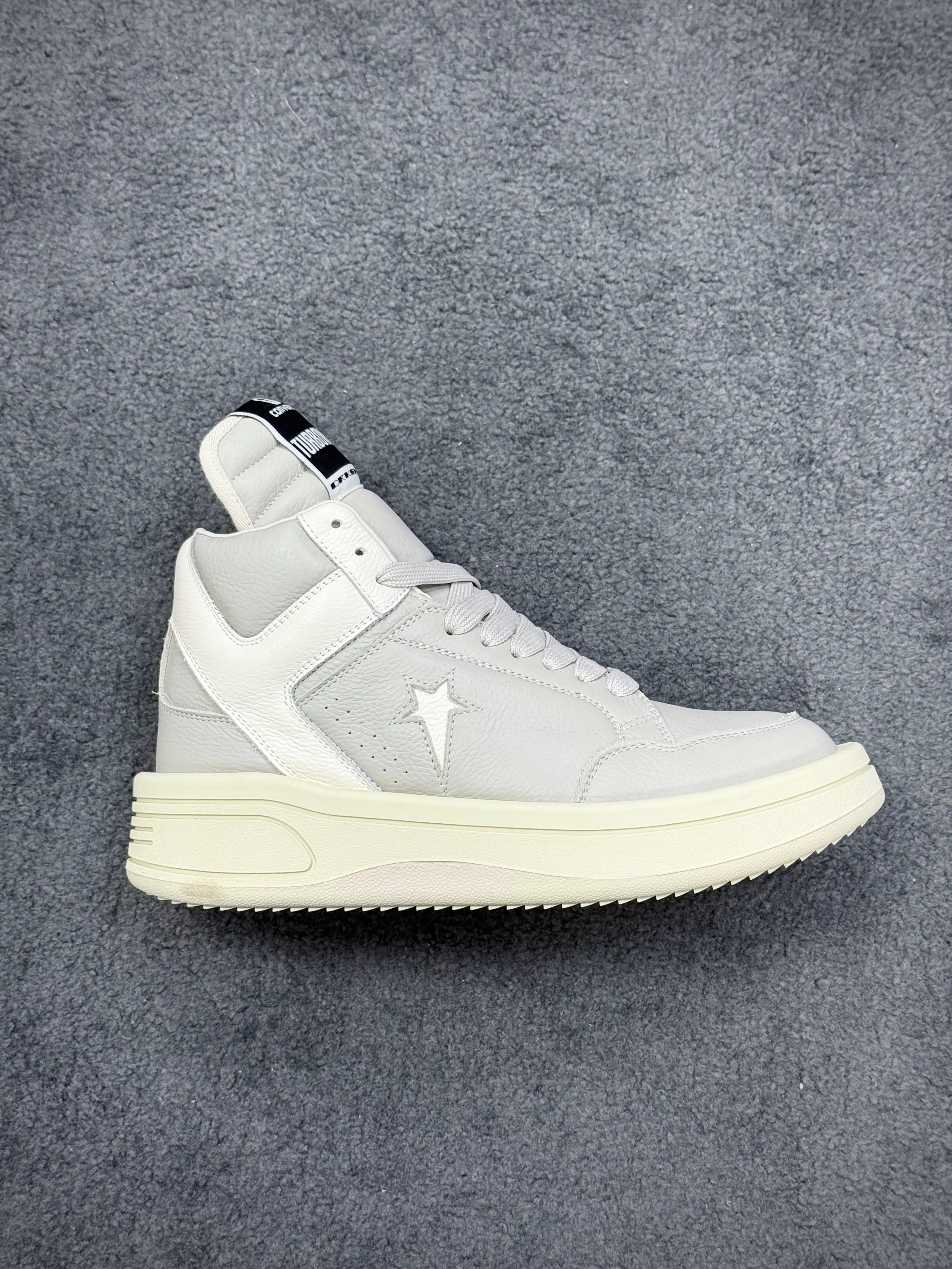 Cnvrs x R 0wens DRKSHDW TURBOWPN Mid Oyster White Right Side View