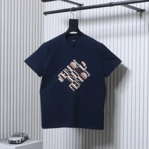 FF Diamond Pattern Striped Embroidered T-Shirt