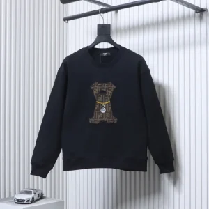 FF Embroidered Pet Dog F Logo Cotton Crewneck Sweatshirt