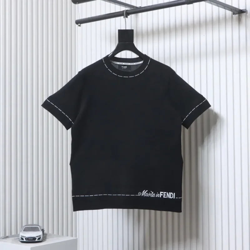 FF Signature Dotted-Line Jacquard Knit T-Shirt