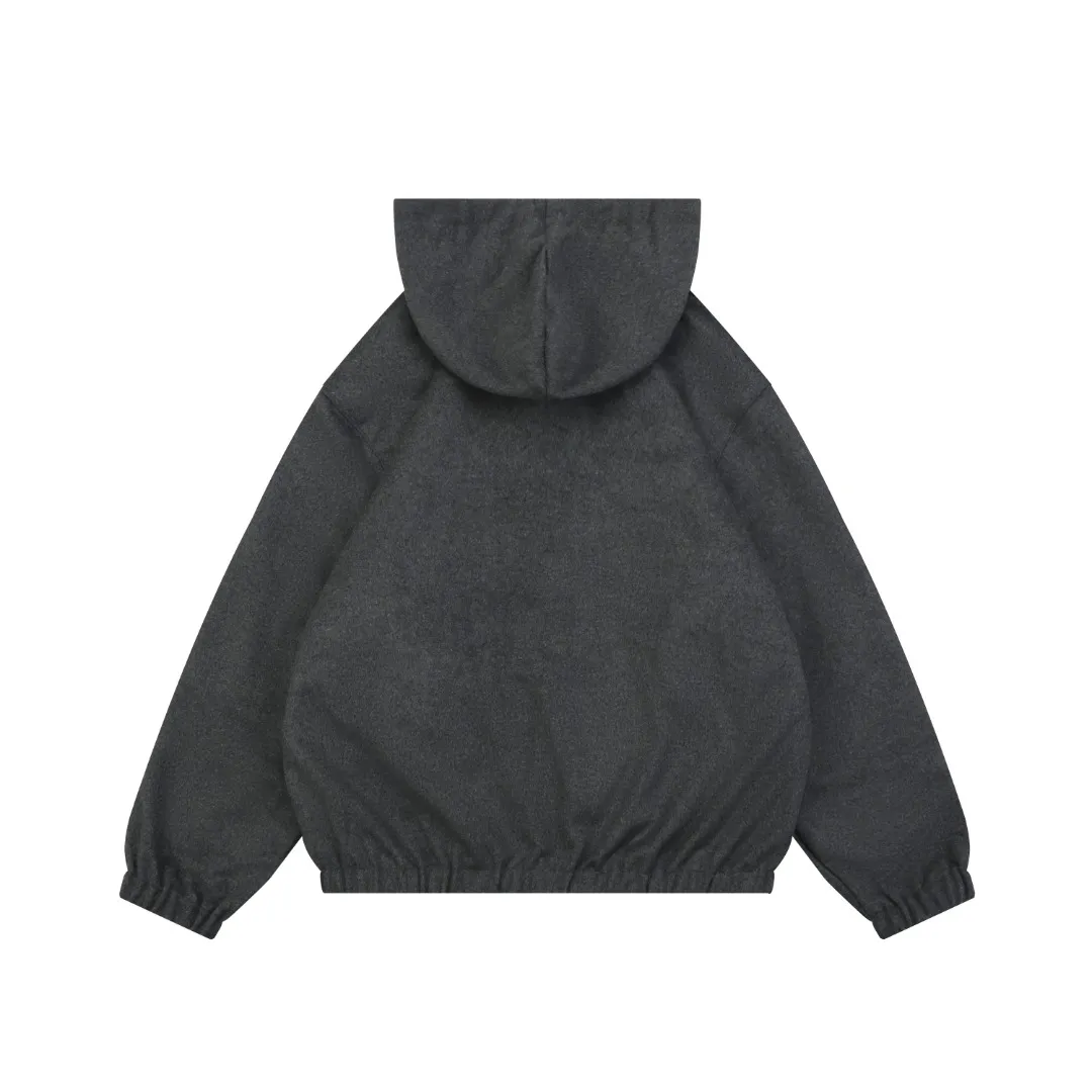 Back MiuM Navy Striped Reversible Fleece-Lined Hooded Jacket