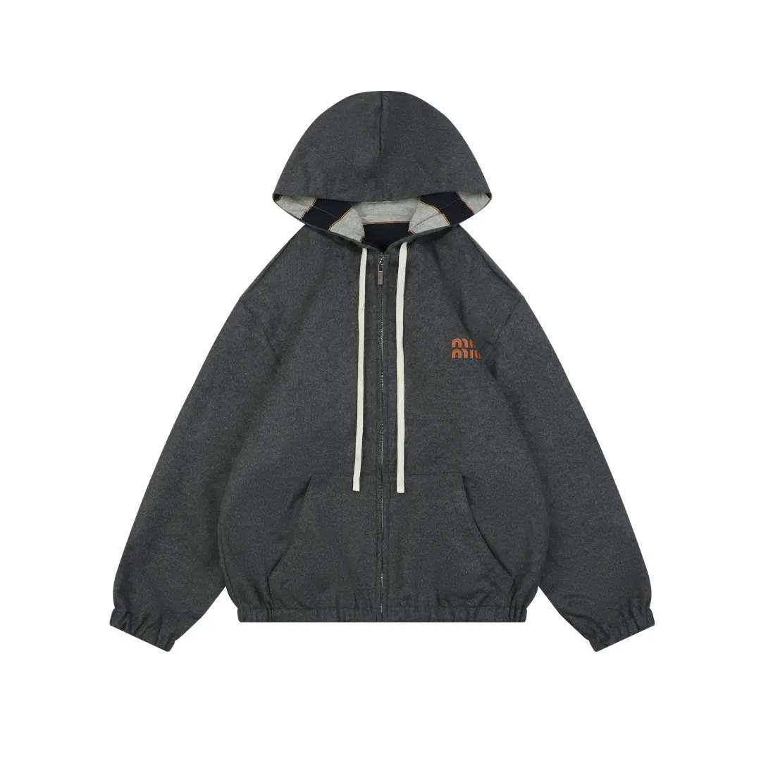 MiuM Navy Striped Reversible Fleece-Lined Hooded Jacket