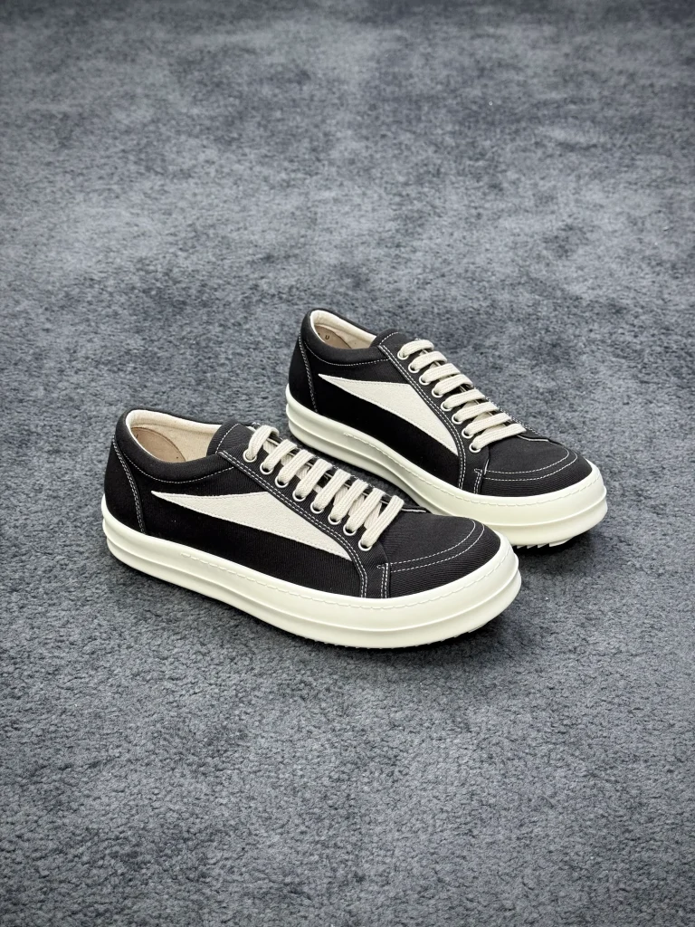 R 0wens DRKSHDW Denim Vintage Low Sneakers Black Milk Angeled View