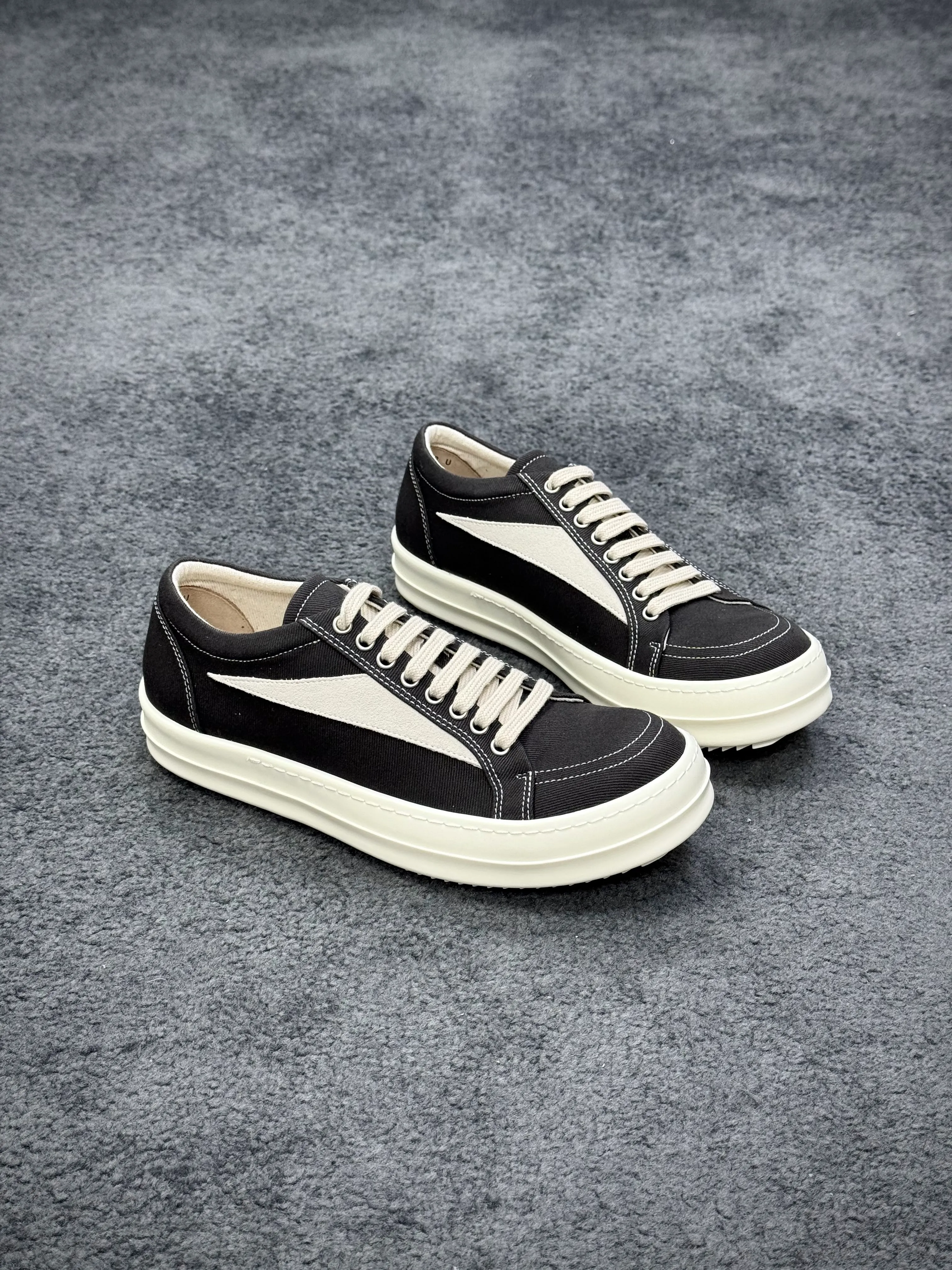 R 0wens DRKSHDW Denim Vintage Low Sneakers Black Milk Angeled View