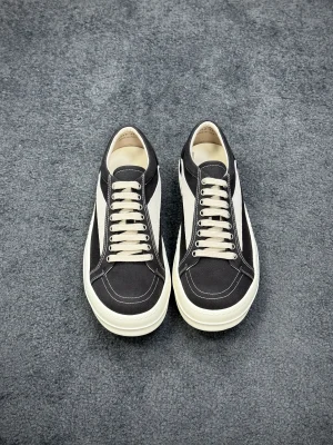 R 0wens DRKSHDW Denim Vintage Low Sneakers Black Milk Profile View