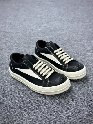 R 0wens Lido Vintage Low Leather Sneakers Black Milk Angeled View