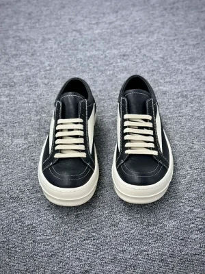 R 0wens Lido Vintage Low Leather Sneakers Black Milk Profile View