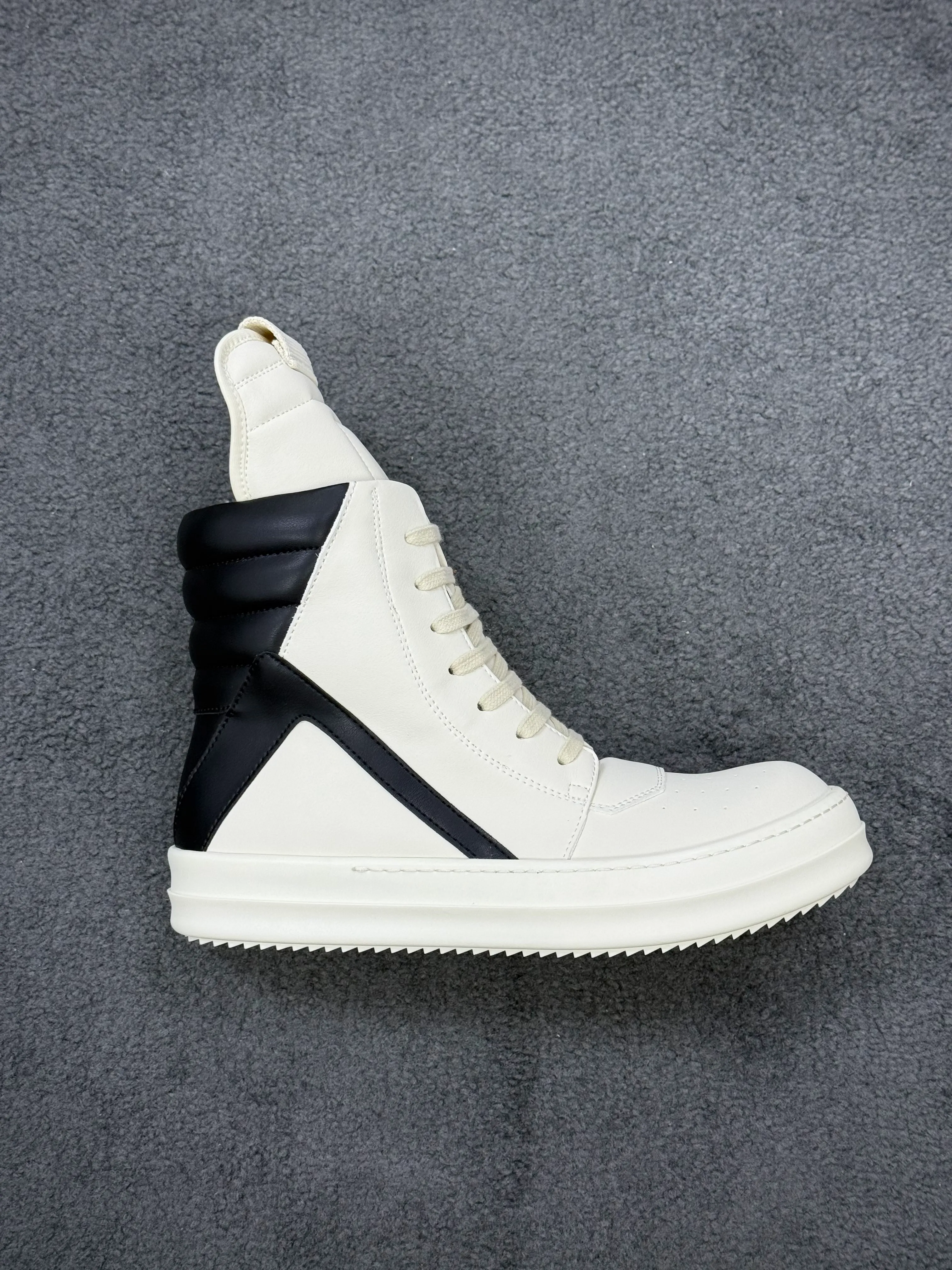 R 0wens Milk Black Geobasket Leather High-Top Sneakers Right Side View