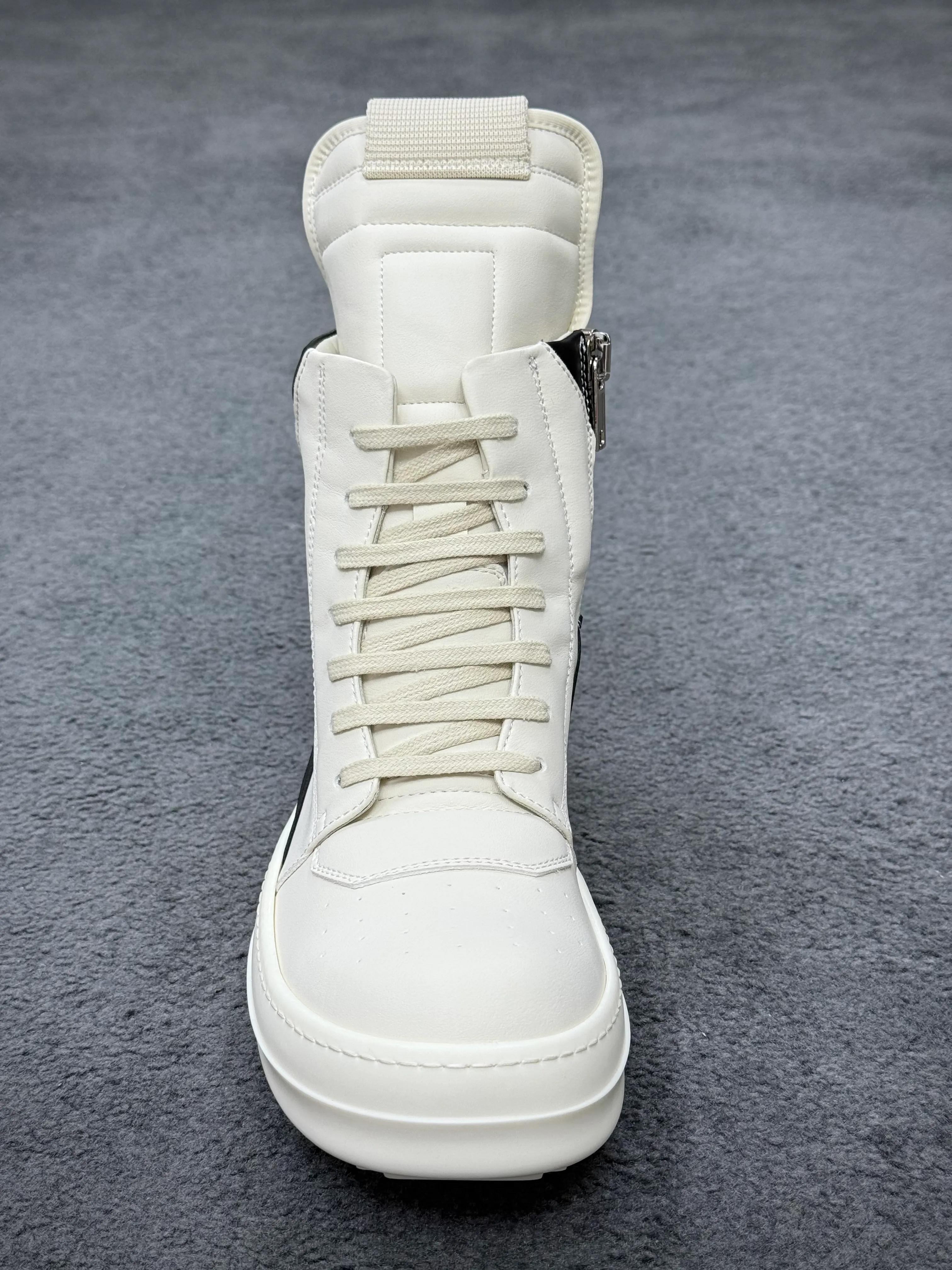 R 0wens Milk Black Geobasket Leather High-Top Sneakers Right Side Detail