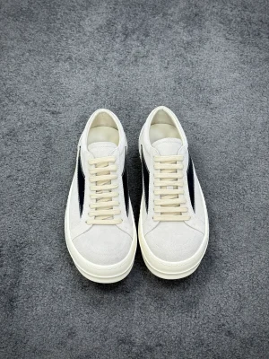 R 0wens Strobe Vintage Low Suede Sneakers Black Pearl Milk Profile View