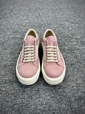 R Owens DRKSHDW Pink Distressed Canvas Low-Top Sneakers