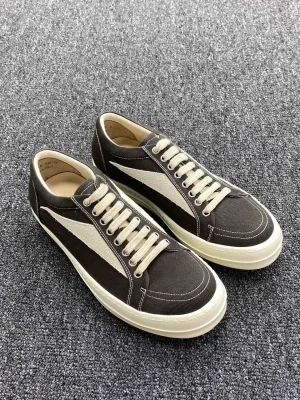 R Owens DRKSHDW Vintage Low Canvas Sneakers Black Milk Angeled View