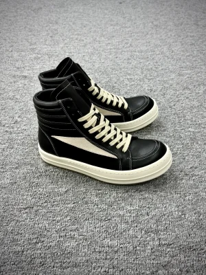 R Owens Mainline Geobasket Leather High-Top Sneakers Black Milk Angeled View