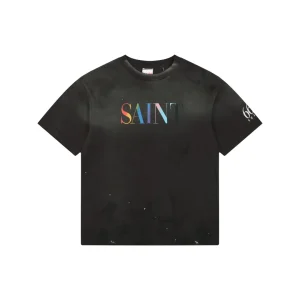 Saint Michael Rainbow Logo Print T-Shirt