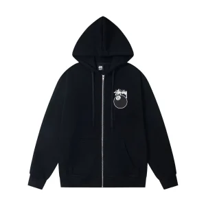 Stussy 8-Ball Graphic Zip-Up Hoodie