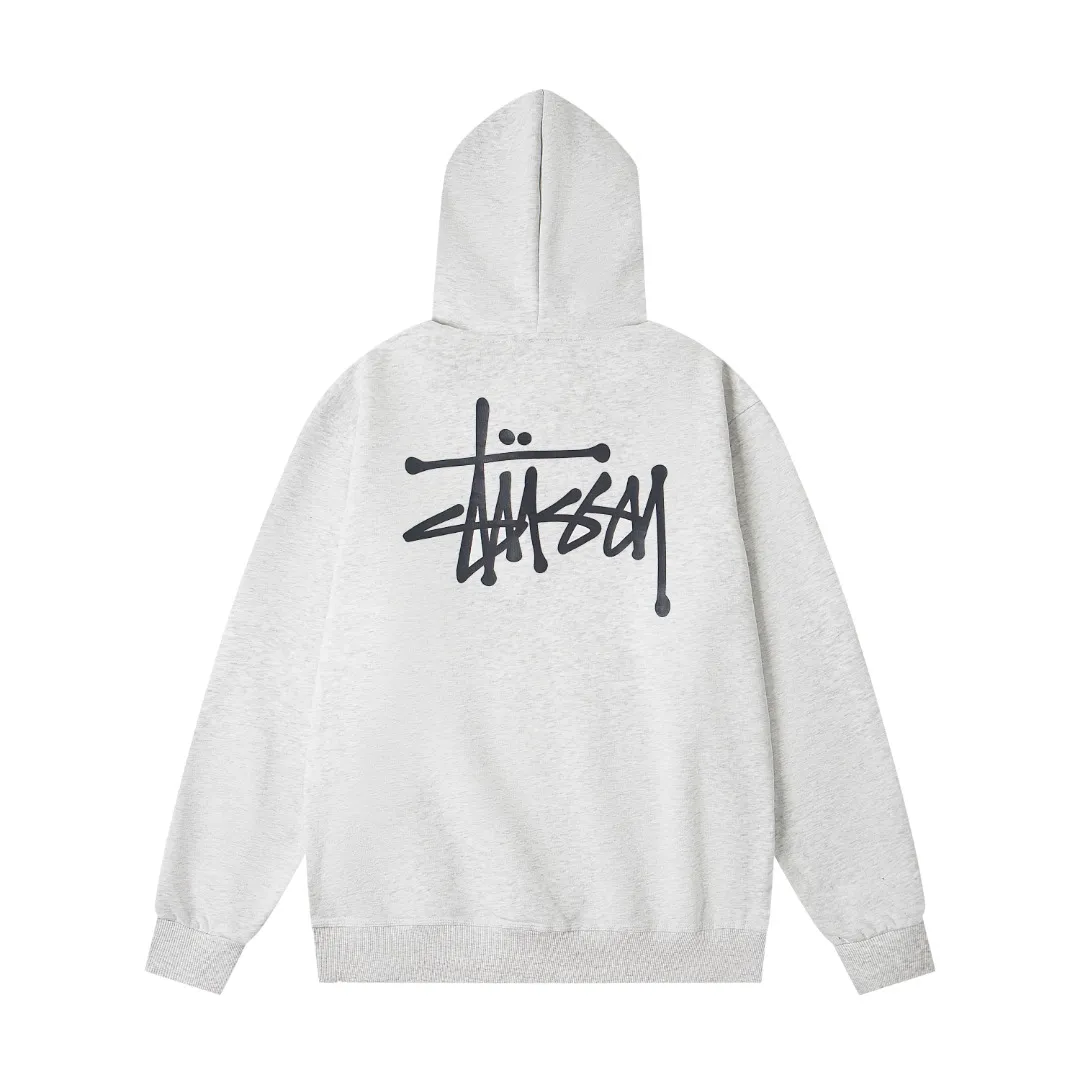Back Stussy Basic Logo Zip-Up Hoodie