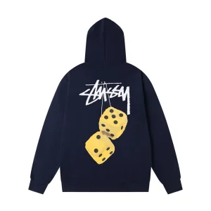 Back Stussy Fuzzy Dice Logo Hoodie