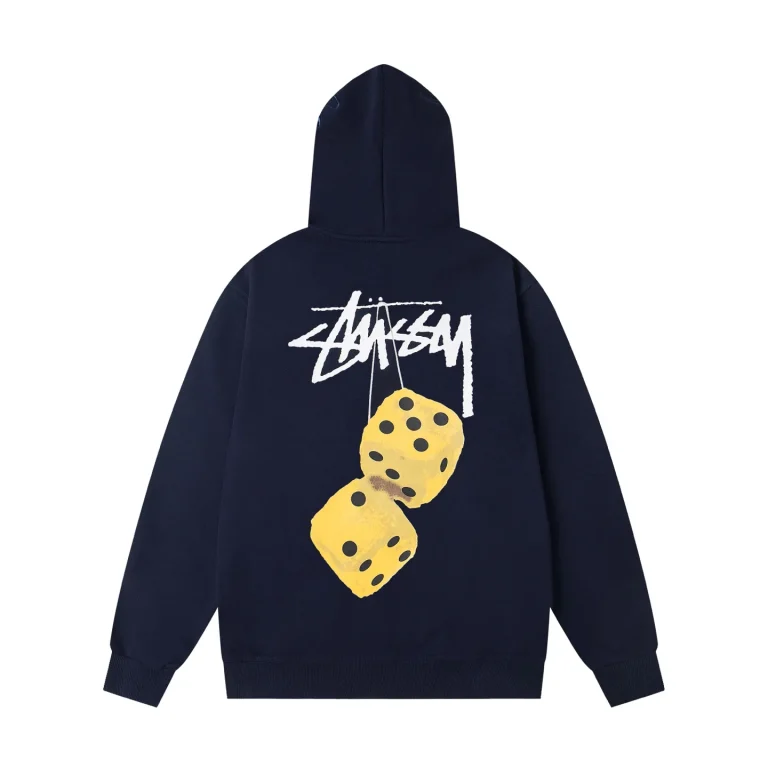 Back Stussy Fuzzy Dice Logo Hoodie