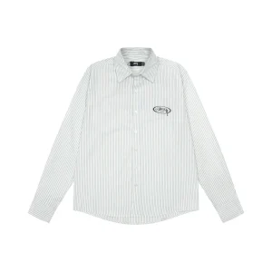Stussy Standard Logo Striped Cotton Long-Sleeve Shirt