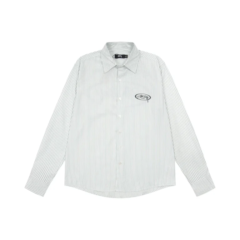 Stussy Standard Logo Striped Cotton Long-Sleeve Shirt