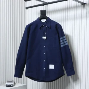 TB Four-Stripe Flannel Long-Sleeve Shirt