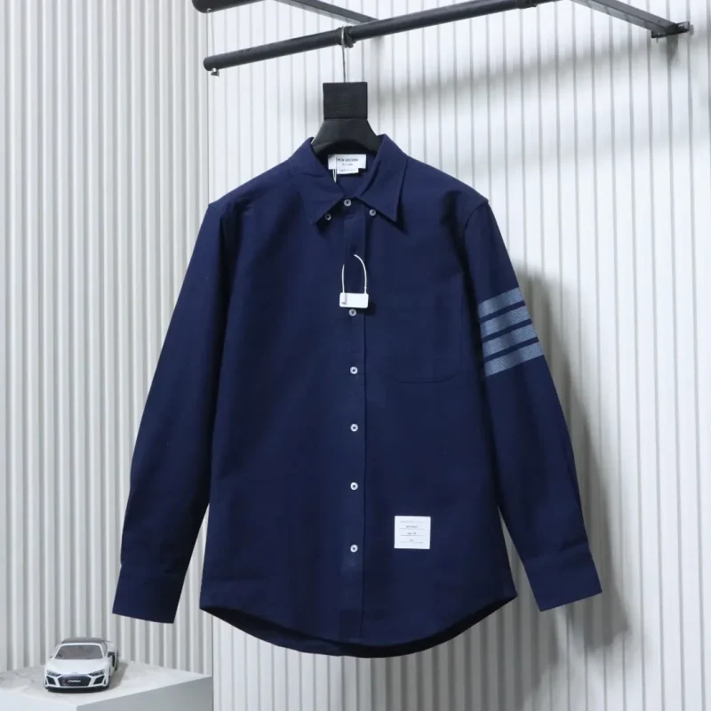 TB Four-Stripe Flannel Long-Sleeve Shirt