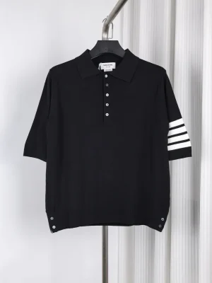 TB Four-Stripe Wool Knit Polo T-Shirt