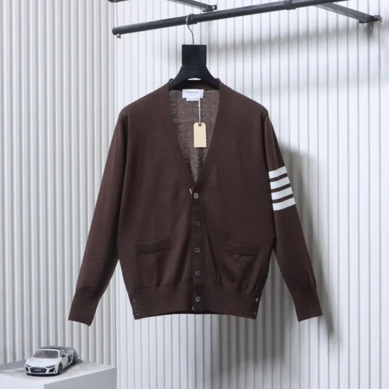 TB Superfine Merino Wool Crewneck Cardigan