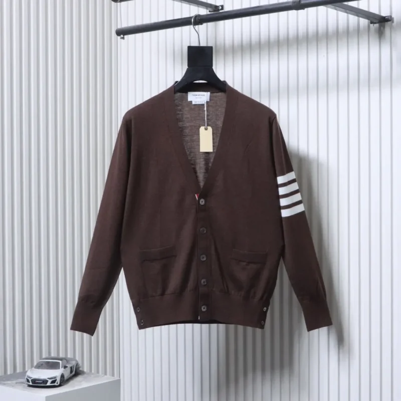 TB Superfine Merino Wool Crewneck Cardigan