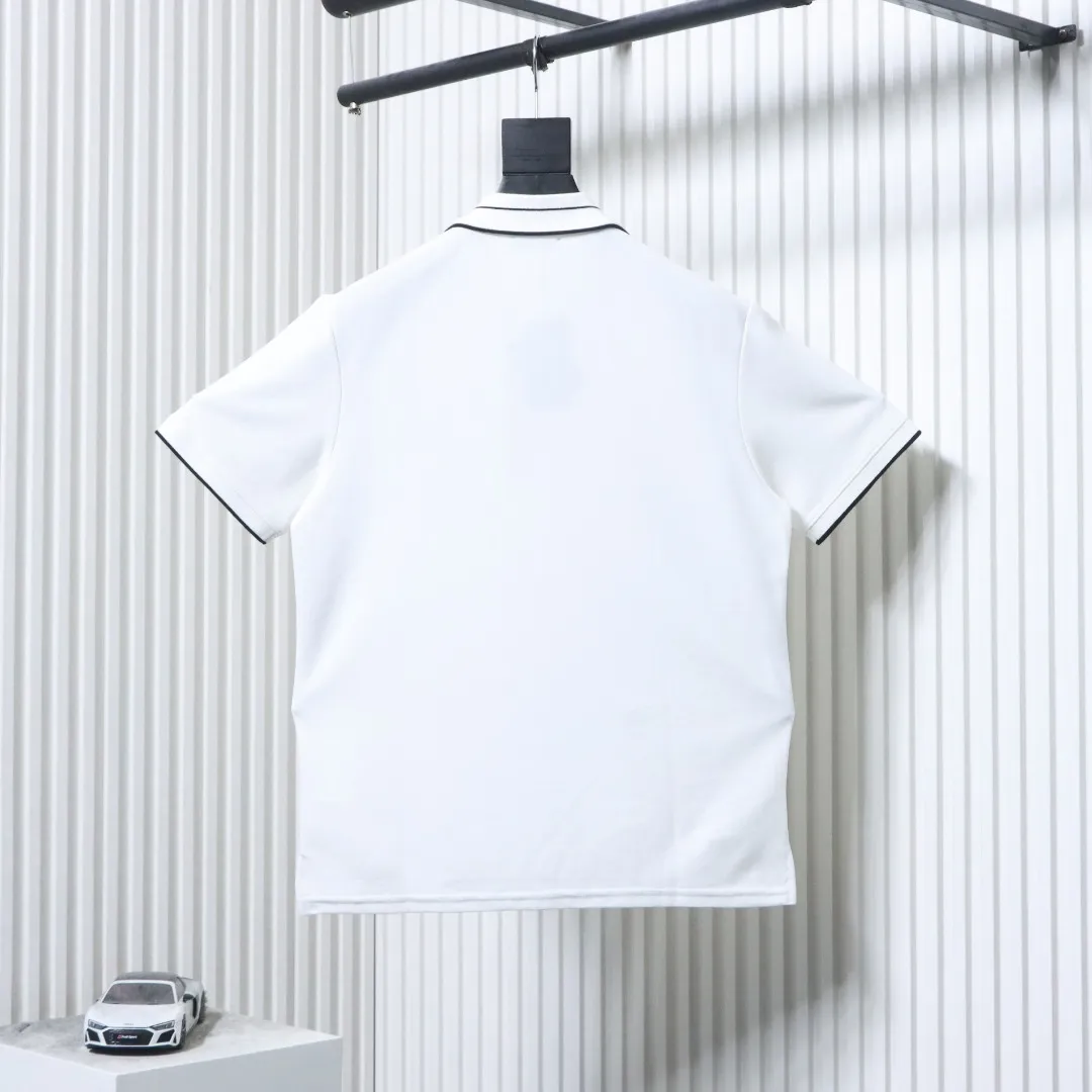 Back Triangle Logo Ribbed Placket Polo T-Shirt