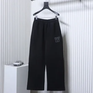 Well Done Rhinestone Logo Wide-Leg Casual Pants