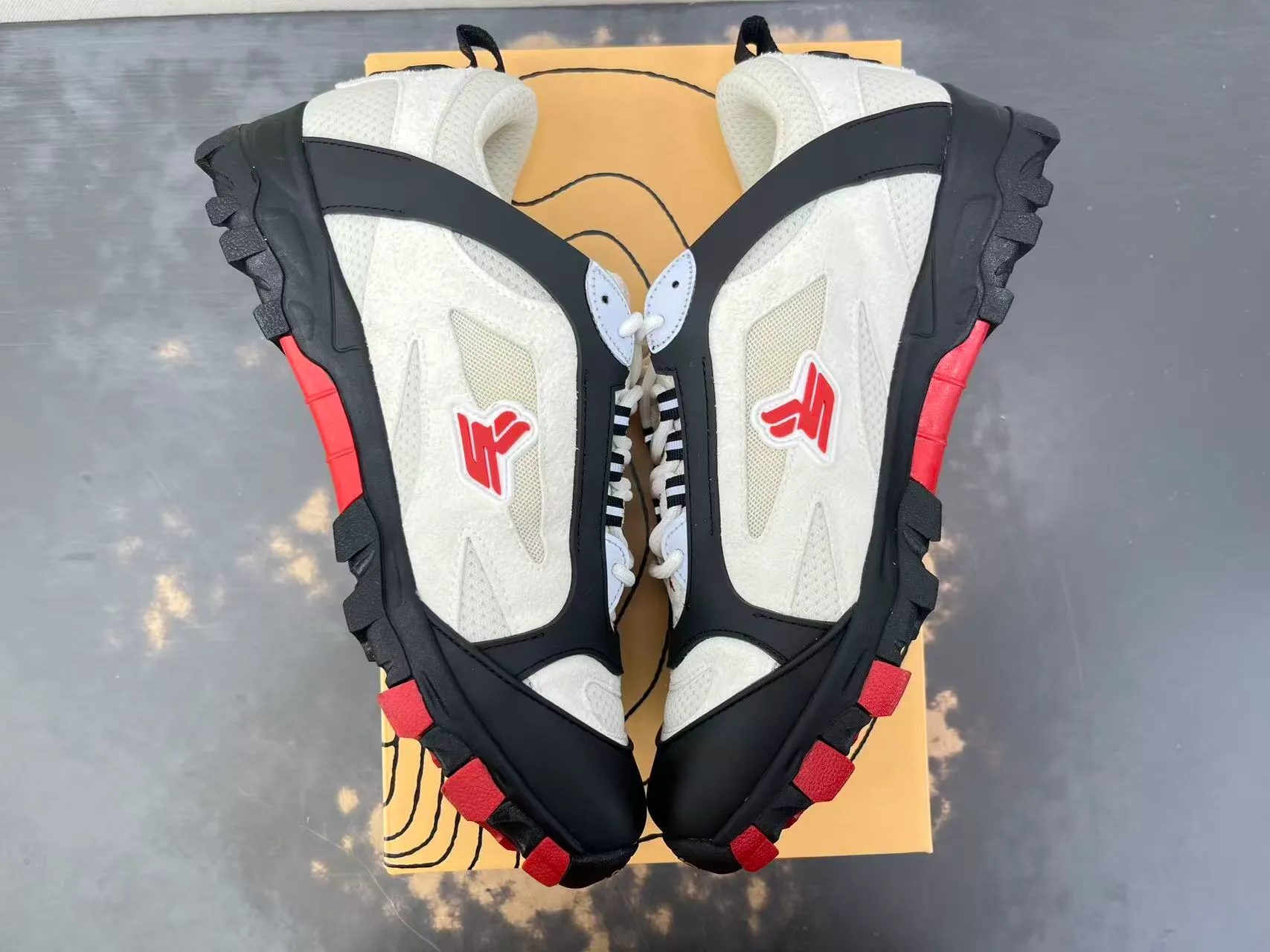 XV x SK Siberia Red Hiking Sneakers Pair Detail