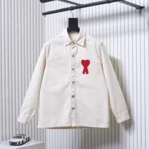 AMI Heart Embroidered Denim Jacket