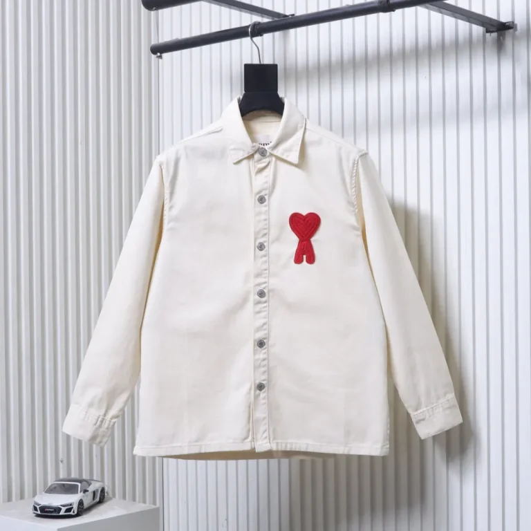 AMI Heart Embroidered Denim Jacket