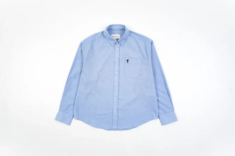 AMI Heart Embroidered Oxford Long Sleeve Shirt