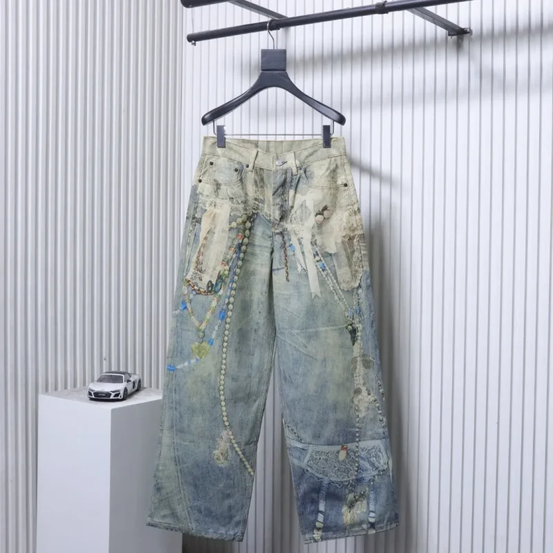 Acne 1981 Lace Pearl Trompe-L'œil Wide-Leg Jeans