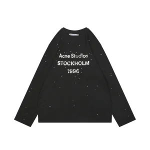 Acne 1996 Rhinestone Logo Long Sleeve Shirt