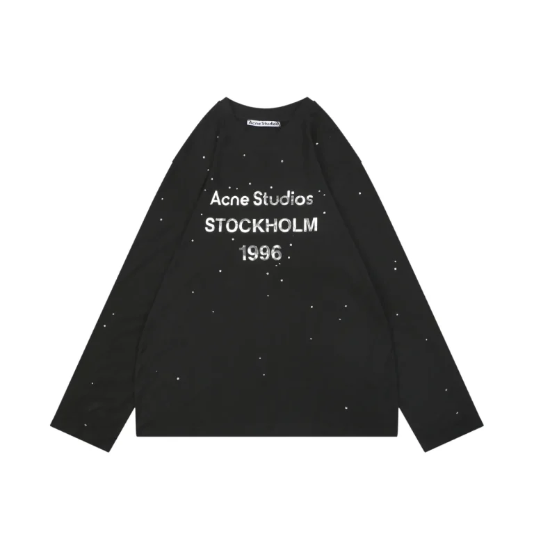 Acne 1996 Rhinestone Logo Long Sleeve Shirt