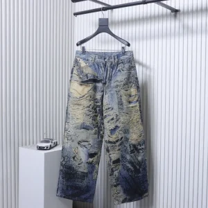 Acne 3D Print Distressed Ripped Jeans
