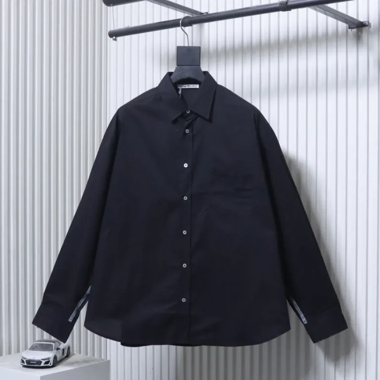 Acne Jacquard Logo Tencel Long Sleeve Shirt