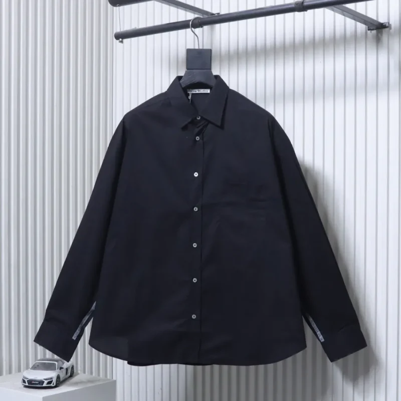 Acne Jacquard Logo Tencel Long Sleeve Shirt