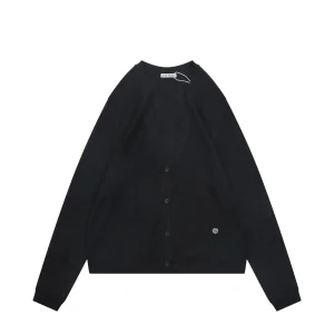 Acne Metallic Logo V-Neck Cardigan