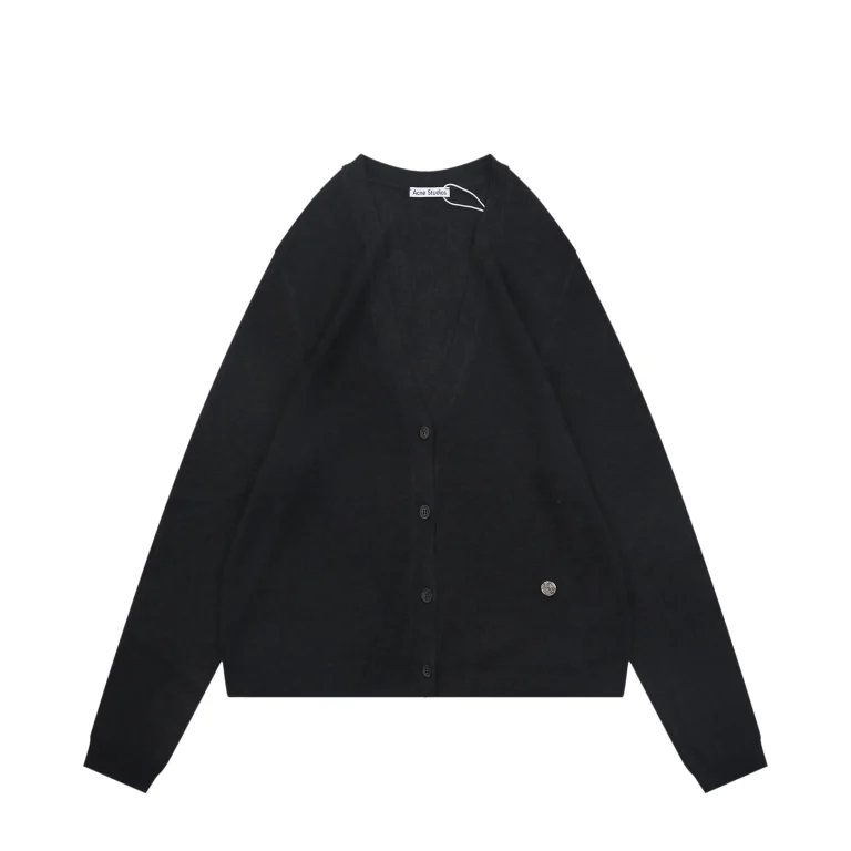 Acne Metallic Logo V-Neck Cardigan