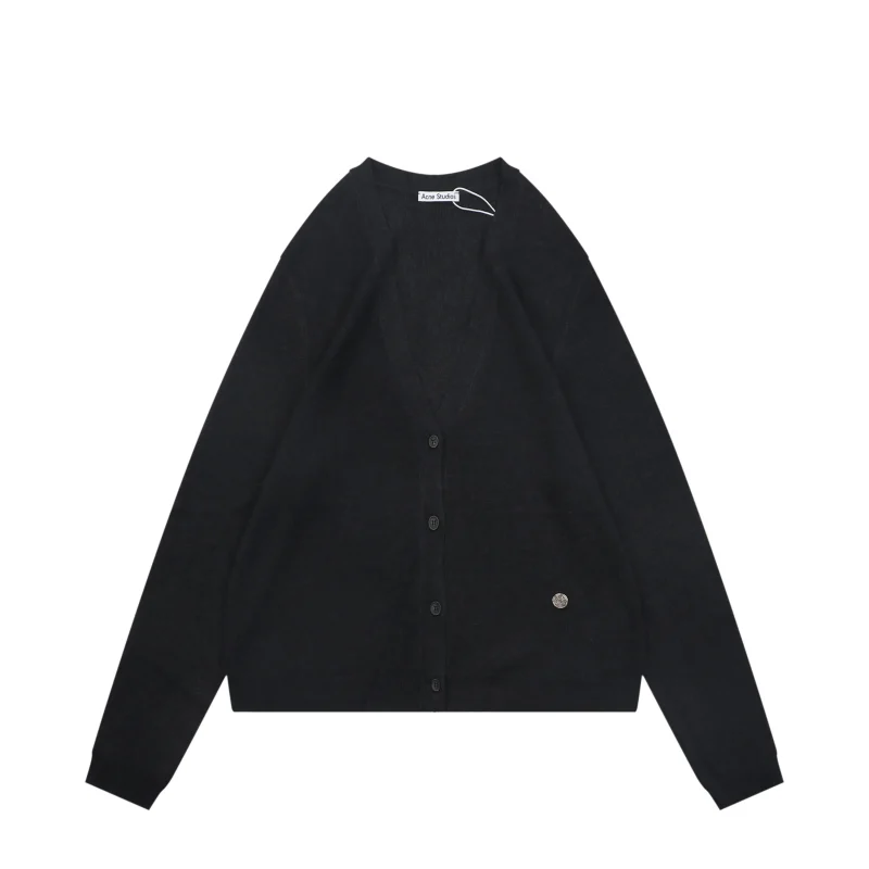 Acne Metallic Logo V-Neck Cardigan
